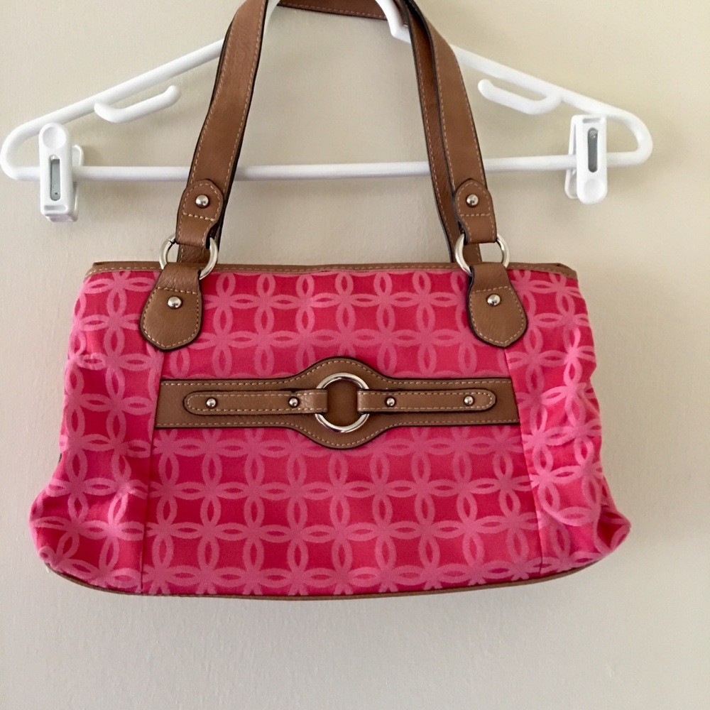 Pink and brown multi pocket purse